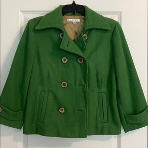 CAbI green wool cropped jacket sz 6